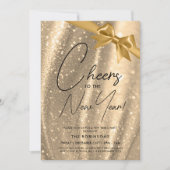 MODERNE oudejaarsavond Gouden Sparkle Sequin Bow Kaart (Voorkant)