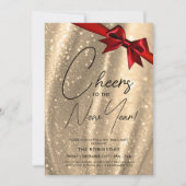 MODERNE oudejaarsavond Gouden Sparkle Sequin Red B Kaart (Voorkant)