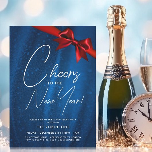 MODERNE oudejaarsavond Navy Blue Sparkle Sequin Bo Kaart