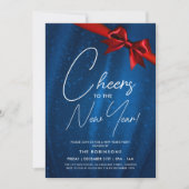 MODERNE oudejaarsavond Navy Blue Sparkle Sequin Bo Kaart (Voorkant)