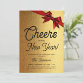 MODERNE oudejaarsavond partij gouden gloed rode bo Kaart (Staand voorkant)