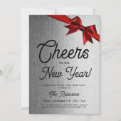 MODERNE oudejaarsavond partij zilveren glans rode  Kaart (Voorkant)