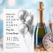 MODERNE oudejaarsavond viering zilveren ballonnen Kaart