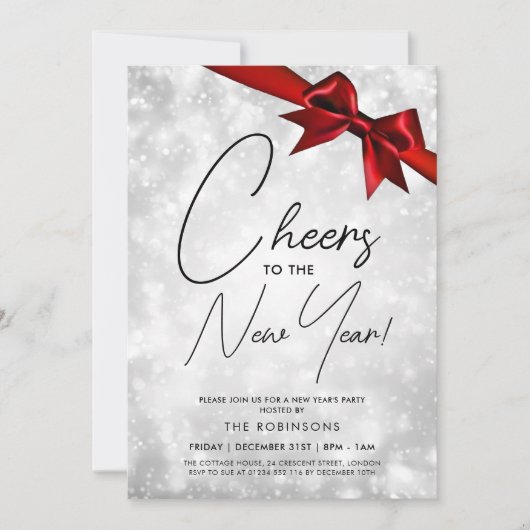 MODERNE oudejaarsavond Zilveren Champagne Bokeh Bo Kaart (Voorkant)