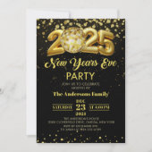 Moderne oudejaarsfeest 2025 Gold Glitter Kaart (Voorkant)