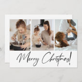 Moderne Ouderfoto's voor kerstscript Feestdagenkaart (Voorkant / Achterkant)