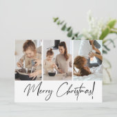 Moderne Ouderfoto's voor kerstscript Feestdagenkaart (Staand voorkant)