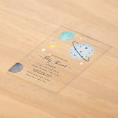 Moderne Outer Space Baby Shower Acryl Uitnodigingen (Laagn)