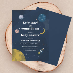 Moderne Outer Space Baby Shower Kaart