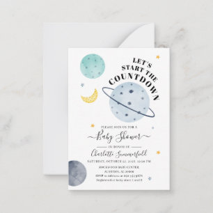 Moderne Outer Space Girl Baby Shower Uitnodiging