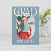 Moderne ovale afstudeerfoto & handtekening Afstude Aankondiging (Staand voorkant)