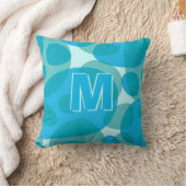 Moderne ovale belletjes Aqua Blue Monogram Pillow Kussen (Deken)