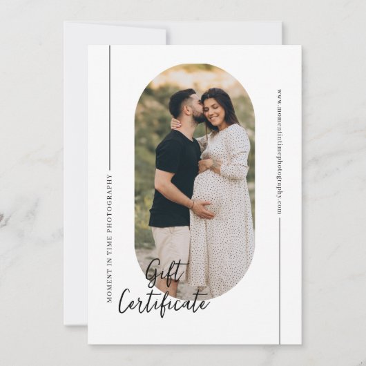Moderne Ovale Boog Fotografie Cadeaubon (Voorkant)