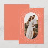 Moderne ovale foto Bewaar de datum Save The Date (Voorkant / Achterkant)