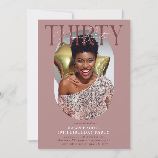 Moderne ovale foto en handtekening 30e verjaardag kaart (Voorkant)