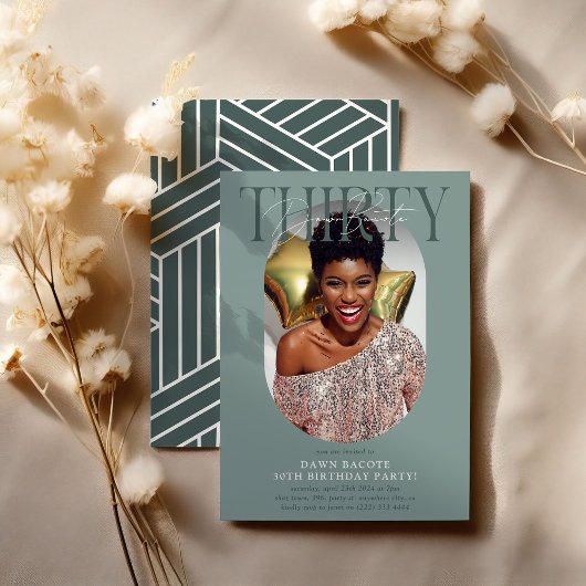 Moderne ovale foto en handtekening 30e verjaardag kaart