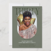 Moderne ovale foto & handtekening 30e verjaardag kaart (Voorkant)