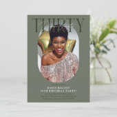 Moderne ovale foto & handtekening 30e verjaardag kaart (Staand voorkant)