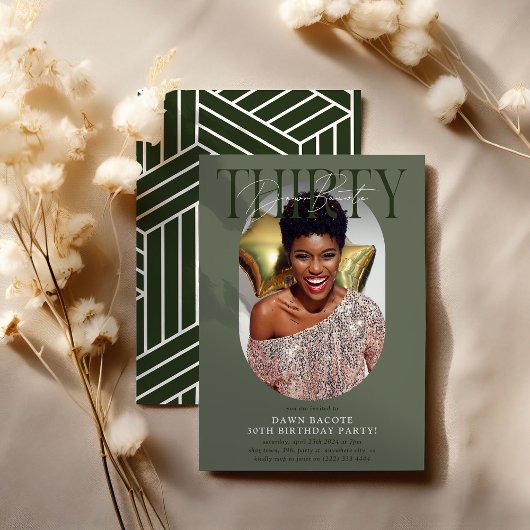 Moderne ovale foto & handtekening 30e verjaardag kaart