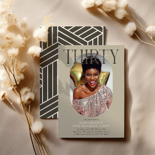 Moderne ovale foto & handtekening 30e verjaardag kaart