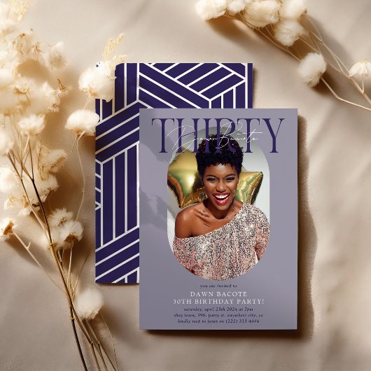 Moderne ovale foto & handtekening 30e verjaardag kaart