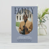 Moderne ovale foto & handtekening 40e verjaardag kaart (Staand voorkant)