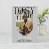 Moderne ovale foto & handtekening 40e verjaardag kaart (Staand voorkant)
