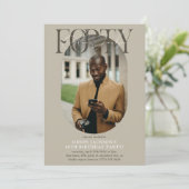 Moderne ovale foto & handtekening 40e verjaardag kaart (Staand voorkant)