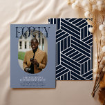 Moderne ovale foto & handtekening 40e verjaardag kaart<br><div class="desc">Moderne stijlvolle 40e verjaardag uitnodiging. Design beschikt over een ovale foto van het verjaardagsmeisje/jongetje, het elegante opschrift 'FORTY' met de persoonsnaam in handschrift over de bovenkant en een eenvoudige sjabloon van het verjaardagsfeestje die gemakkelijk aan te passen is met uw eigen gegevens. De kleuren kunnen ook aangepast worden aan uw...</div>