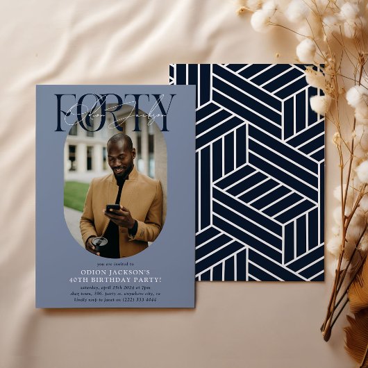 Moderne ovale foto & handtekening 40e verjaardag kaart