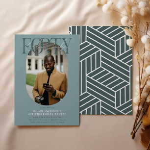 Moderne ovale foto & handtekening 40e verjaardag kaart