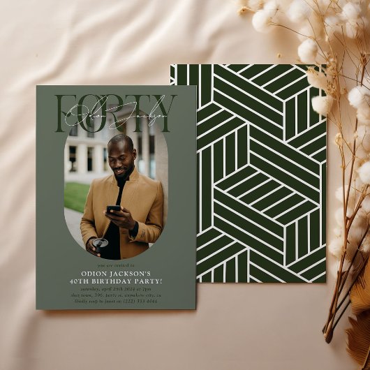 Moderne ovale foto & handtekening 40e verjaardag kaart