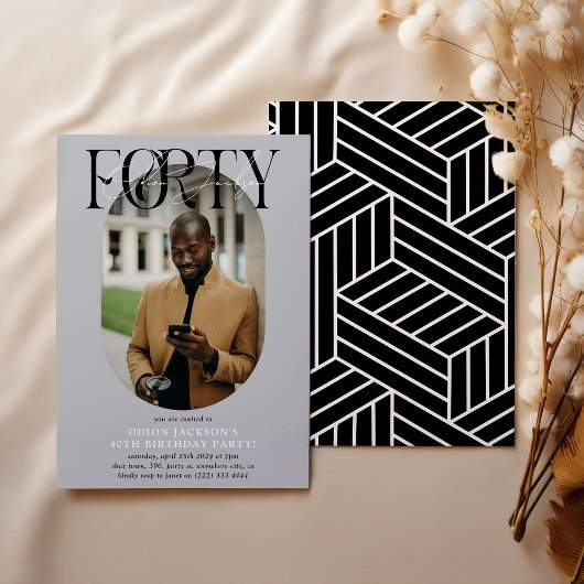 Moderne ovale foto & handtekening 40e verjaardag kaart