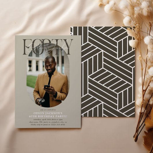 Moderne ovale foto & handtekening 40e verjaardag kaart