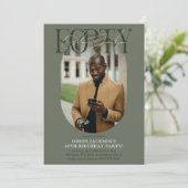 Moderne ovale foto & handtekening 40e verjaardag kaart (Staand voorkant)