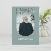 Moderne ovale foto & handtekening 50e verjaardag kaart (Staand voorkant)