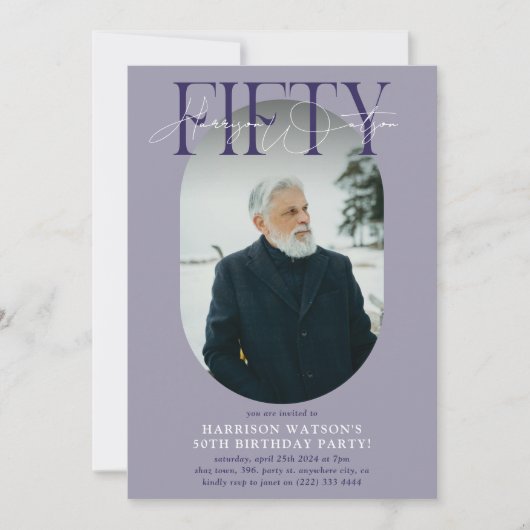 Moderne ovale foto & handtekening 50e verjaardag kaart (Voorkant)