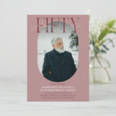 Moderne ovale foto & handtekening 50e verjaardag kaart (Staand voorkant)