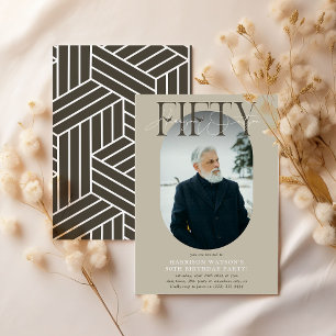 Moderne ovale foto & handtekening 50e verjaardag kaart