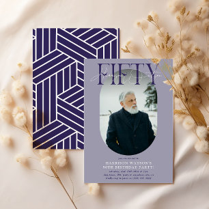 Moderne ovale foto & handtekening 50e verjaardag kaart