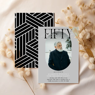 Moderne ovale foto & handtekening 50e verjaardag kaart