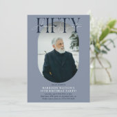 Moderne ovale foto & handtekening 50e verjaardag kaart (Staand voorkant)