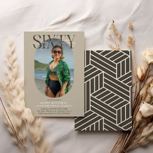 Moderne ovale foto & handtekening 60e verjaardag kaart