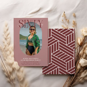 Moderne ovale foto & handtekening 60e verjaardag kaart