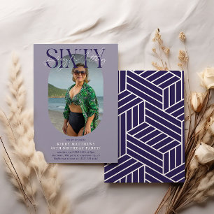 Moderne ovale foto & handtekening 60e verjaardag kaart