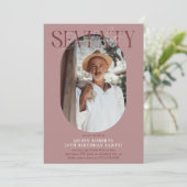 Moderne ovale foto & handtekening 70e verjaardag kaart (Staand voorkant)