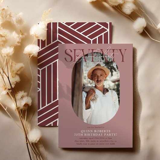 Moderne ovale foto & handtekening 70e verjaardag kaart