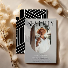 Moderne ovale foto & handtekening 70e verjaardag kaart