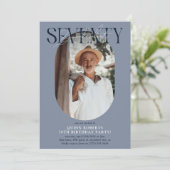 Moderne ovale foto & handtekening 70e verjaardag kaart (Staand voorkant)