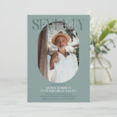 Moderne ovale foto & handtekening 70e verjaardag kaart (Staand voorkant)